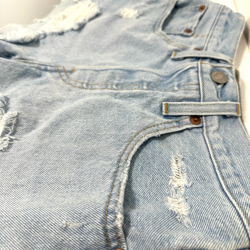 Distressed Light Blue Denim Shorts - Picture 4 of 4